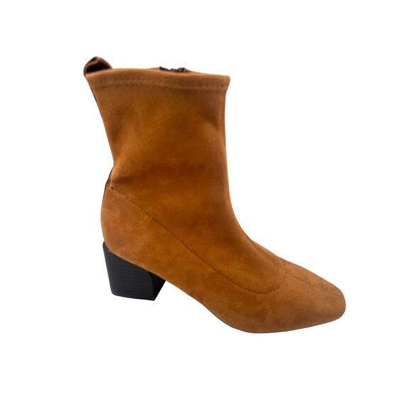 Donald Pliner Women's Angel Suede Sock Heeled Bootie Biscotti Sz 5 - Picture 1 of 11